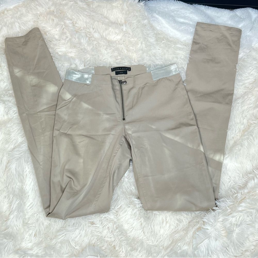 Alice + Olivia Tan Base Pull On Pants Straight Leg Elastic Waist